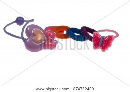 Colorful Hair Bands On White Isolated Background