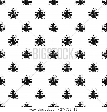 Man At Drums Pattern Seamless Vector Repeat Geometric For Any Web Design