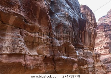 Wadi Musa, Jordan, December 06, 2018 : The Old Nabatean Grave At The Canyon Leading To Petra - The C