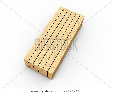 Wood Boards. Lath Boards Isolated On White Background 3d Render