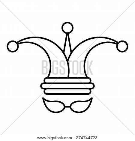 Jester Hat Icon. Outline Jester Hat Vector Icon For Web Design Isolated On White Background