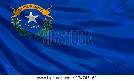 Nevada State Flag. Waving Flag Of Nevada State, United States Of America.