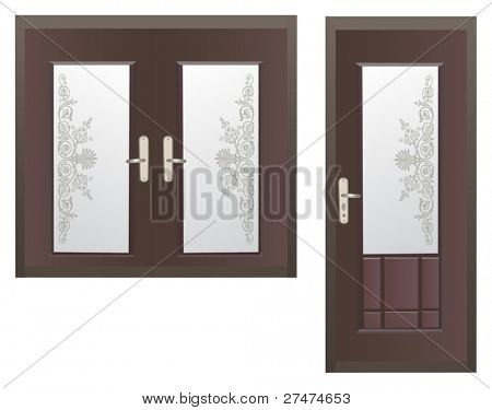 illüstrasyon kapı ve pencere beyaz zemin üzerine izole