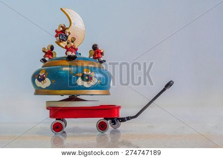 Vintage Toy Music Box On Rred Hand Tow Truck