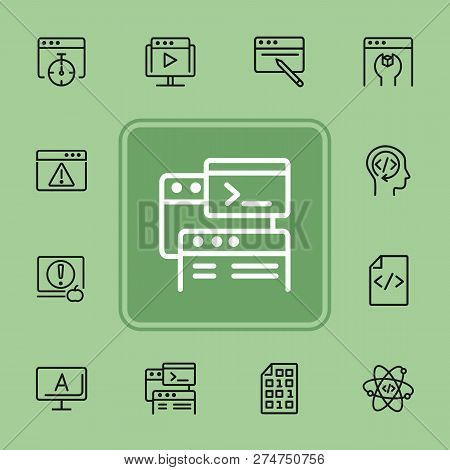 Backend Developing Line Icon Set. Set Of Line Icons On White Background. Technology Concept.  Progra