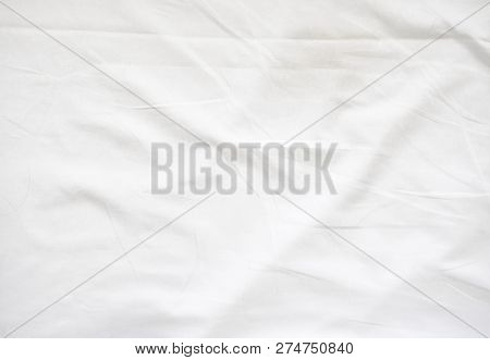 Wrinkle On White Bed Sheet. Old White Bed Sheet.