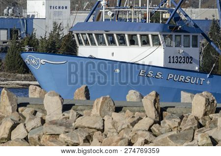 New Bedford, Massachusetts, Usa - November 23, 2018: Commercial Fishing Vessel E.s.s. Pursuit Appear