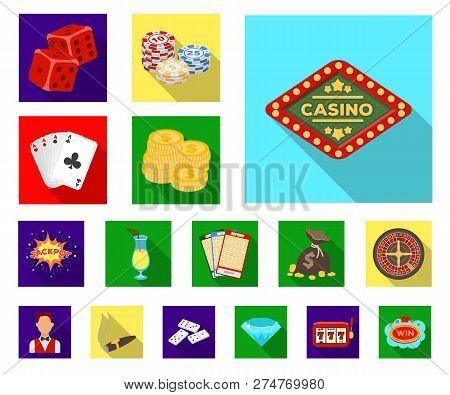 Casino And Gambling Flat Icons In Set Collection For Design. Casino And Equipment Vector Symbol Stoc