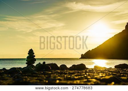 Scenic Sunrise Sun Rising Over Sea Surface, Greece Peloponnese Lakonia, Vlychada Beach, Richea.