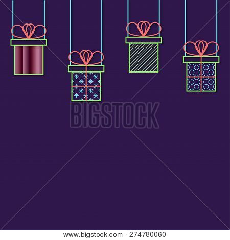 Present Or Gift Boxes. 3d Vector Paper Art Style. Bright Colors. Celebration Concept. Seamless Holid