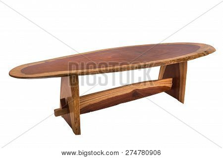 Wooden Modern Table On White Background.