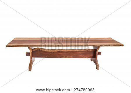 Wooden Modern Table On White Background.
