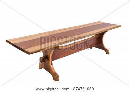 Wooden Modern Table On White Background.