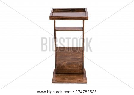 Wooden Modern Table On White Background.