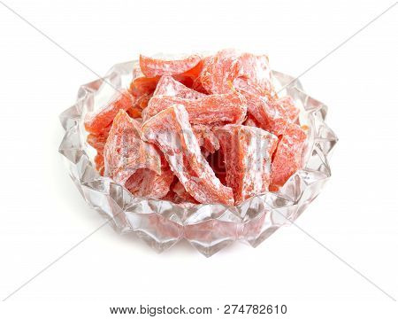 Candied Pumpkin Succade Isolated On White Background