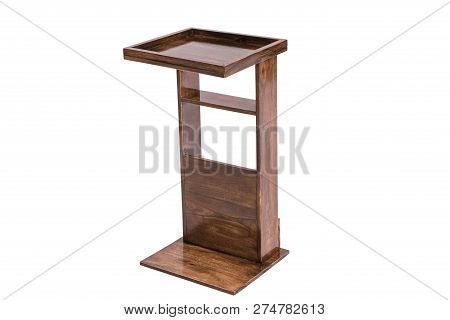 Wooden Modern Table On White Background.