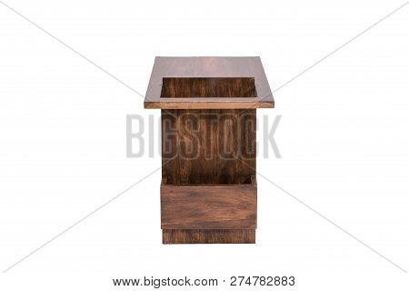 Wooden Modern Table On White Background.