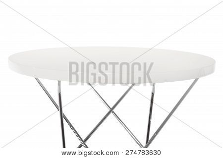 Wooden Modern Table On White Background.