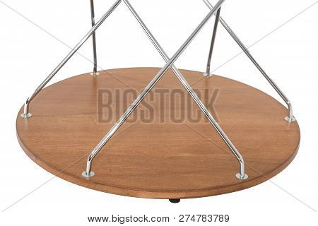 Wooden Modern Table On White Background.
