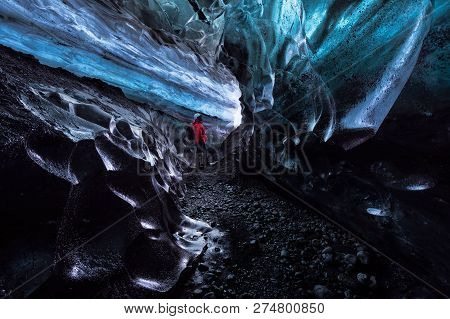 Blue Ice Cave In Vatnajokull Glacier, Iceland