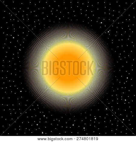 Yellow Star On Cosmic Background. Vector Illustration.