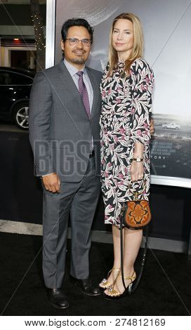 Michael Pena and Brie Shaffer at the World premiere of 'The Mule' held at the Regency Village Theatre in Westwood, USA on December 10, 2018.