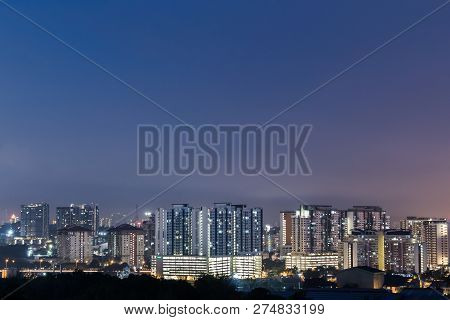 Luxury And Expensive Condominiums During Twilight. Landscape Orientation.