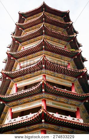 Pagoda Tower View From The Bottom. Portrait Orientation.