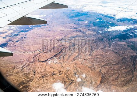 A View From The Plane On The Hills Of Batna.beautiful Background.
