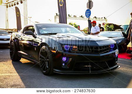 Dubai, Uae - November 15, 2018: American Muscle Car Chevrolet Camaro Takes Part In The Annual Gulf C
