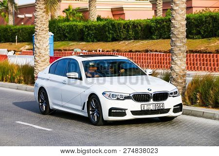 Dubai, Uae - November 16, 2018: Luxury Car Bmw (g30) 5-series In The City Street.