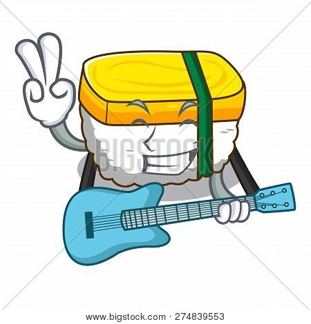 With Guitar Tamago Sushi In A Shape Cartoon