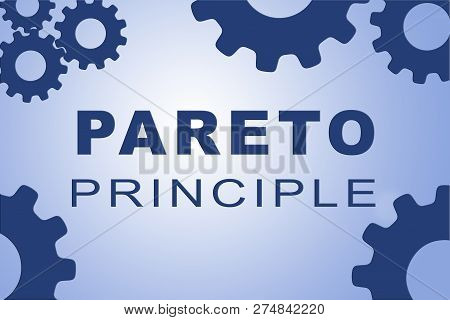 Pareto Principle Sign Concept Illustration With Green Gear Wheel Figures On Yellow Background