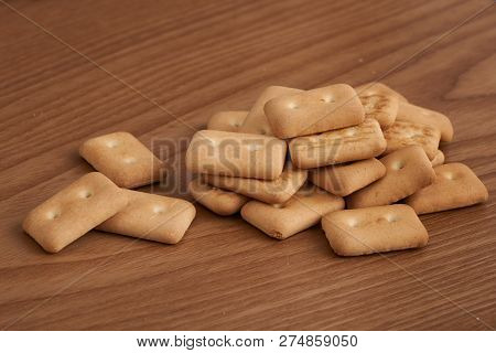 Close Up Of Some Korean Hardtack Biscuit, Isolated On White Background