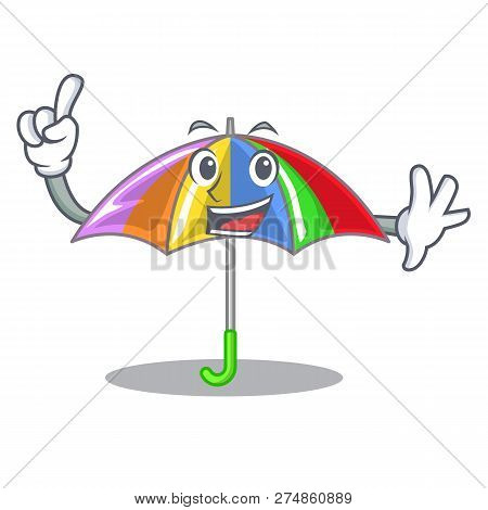 Finger Playing Rain With Umbrella Rainbow Cartoon