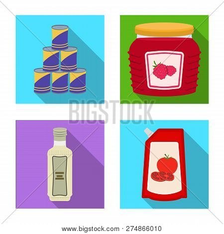 Vector Illustration Of Can And Food Symbol. Collection Of Can And Package Vector Icon For Stock.