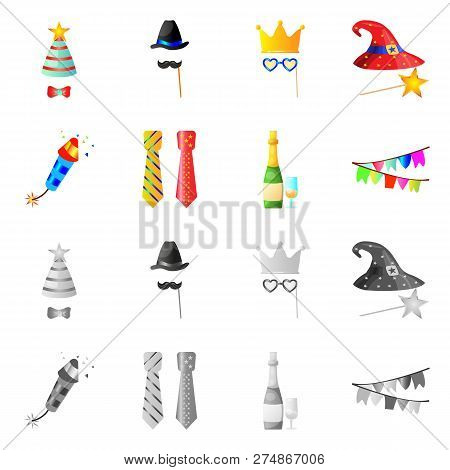 Vector Design Of Party And Birthday Symbol. Collection Of Party And Celebration Vector Icon For Stoc