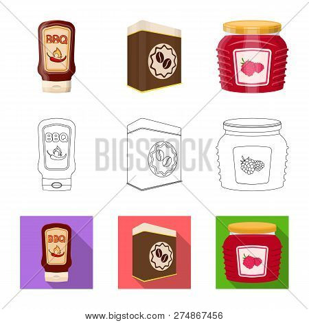 Vector Design Of Can And Food Sign. Collection Of Can And Package Stock Vector Illustration.