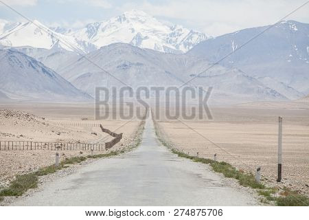 Color Image Of The Pamir Highway (m41) In Tajikistan.