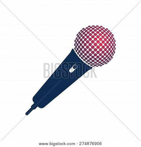 Microphone Logo With Hot Head On White Background. Isolated Mike. Vector Illustration