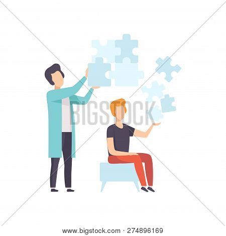 Psychologist Counseling Man With Mental Problems, Psychotherapy And Psychological Problem Vector Ill
