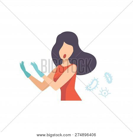 Young Woman Suffering From Misophobia, Mental Disorder, Psychiatric, Psychological Problem Vector Il