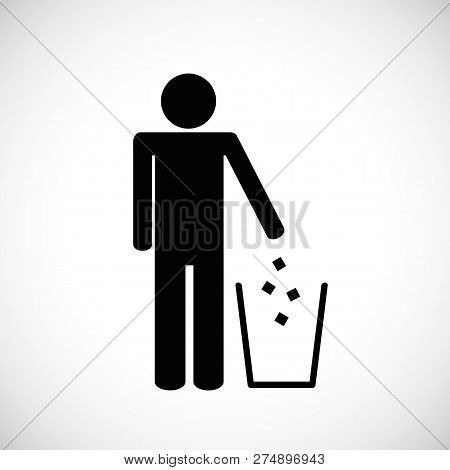 Man Disposed Garbage Pictogram Vector Illustration Eps10