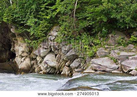 Waterfall  Probiy On The Prut River In The Ukrainian Carpathians