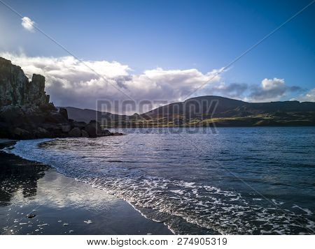 Sunset Over The Famous Dinosaur Bay At Staffin On The Isle Of Skye