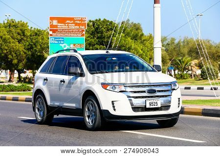 Khor Fakkan, Uae - November 18, 2018: Motor Car Ford Edge In The City Street.
