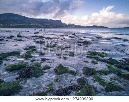 Sunset Over The Famous Dinosaur Bay At Staffin On The Isle Of Skye