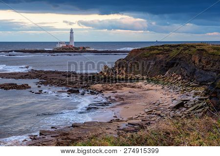 Clifftop View Of St Mary's Lighthouse