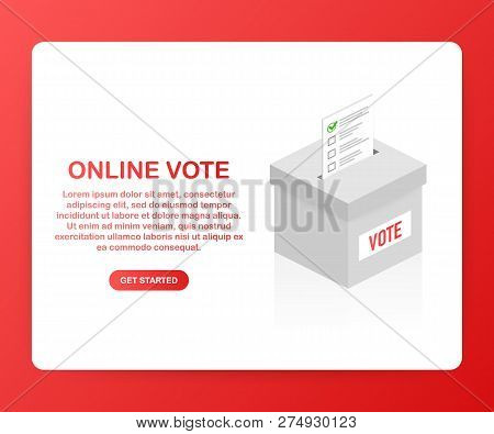 Flat Isometric Vector Concept Voting Online, E-voting, Election Internet System. Vector Stock Illust