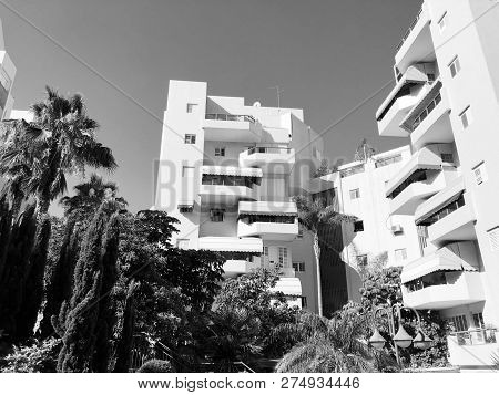 Residential Buildings And Surrounded With Green Plants In  Rishon Le Zion.